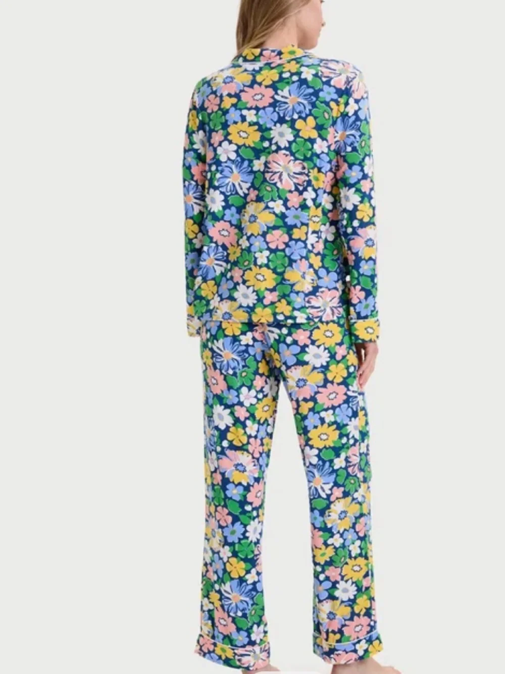 Kate Spade Long Sleeve Floral Pajama Set Small Relaxed Fit Lightweight Stretchy